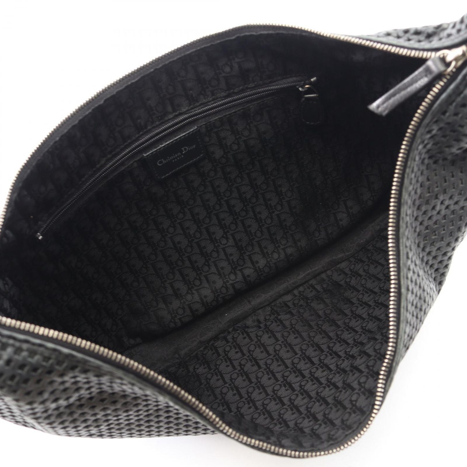Dior Shoulder Bag Mesh Hobo Black Leather — view 3