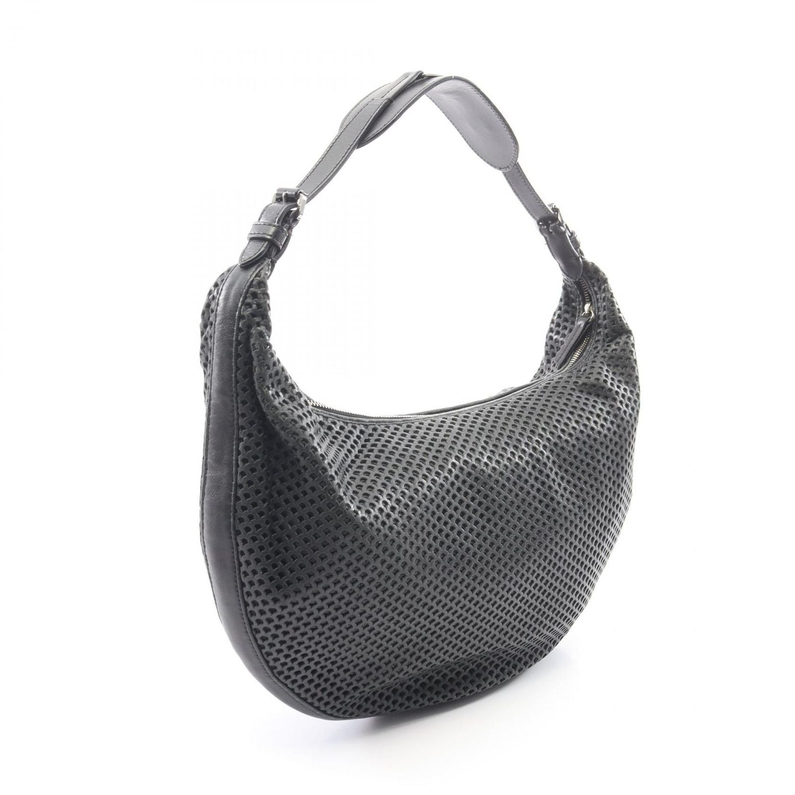 Dior Shoulder Bag Mesh Hobo Black Leather — view 2