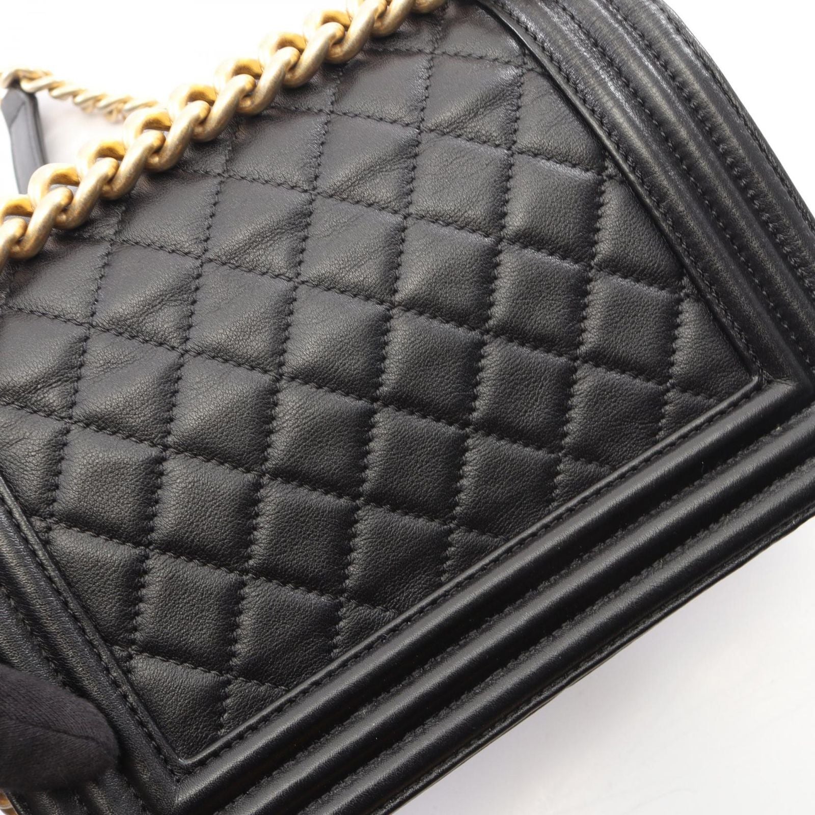 Chanel Shoulder Bag Boy Small Black Lambskin Chain — view 8