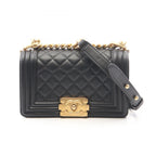Chanel Shoulder Bag Boy Small Black Lambskin Chain