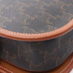 Celine Shoulder Bag Folco Triomphe Dark Brown Canvas Leather — view 5
