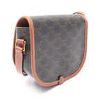 Celine Shoulder Bag Folco Triomphe Dark Brown Canvas Leather — view 2