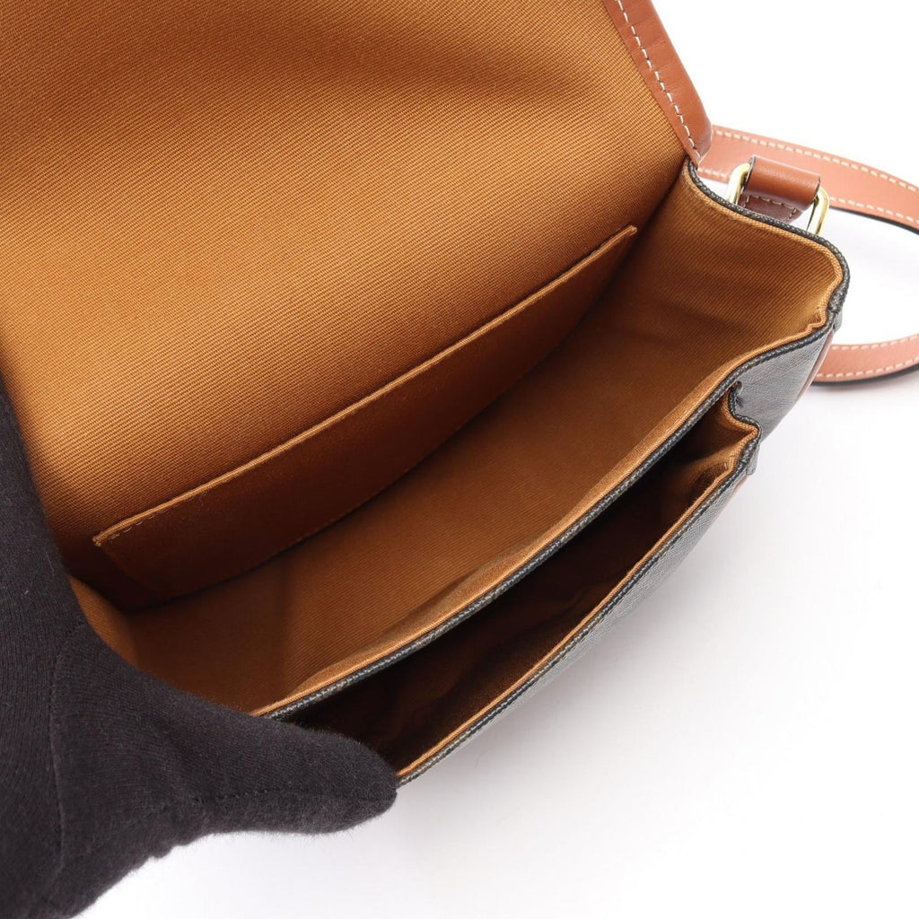 Celine Shoulder Bag Folco Triomphe Dark Brown Canvas Leather — view 3