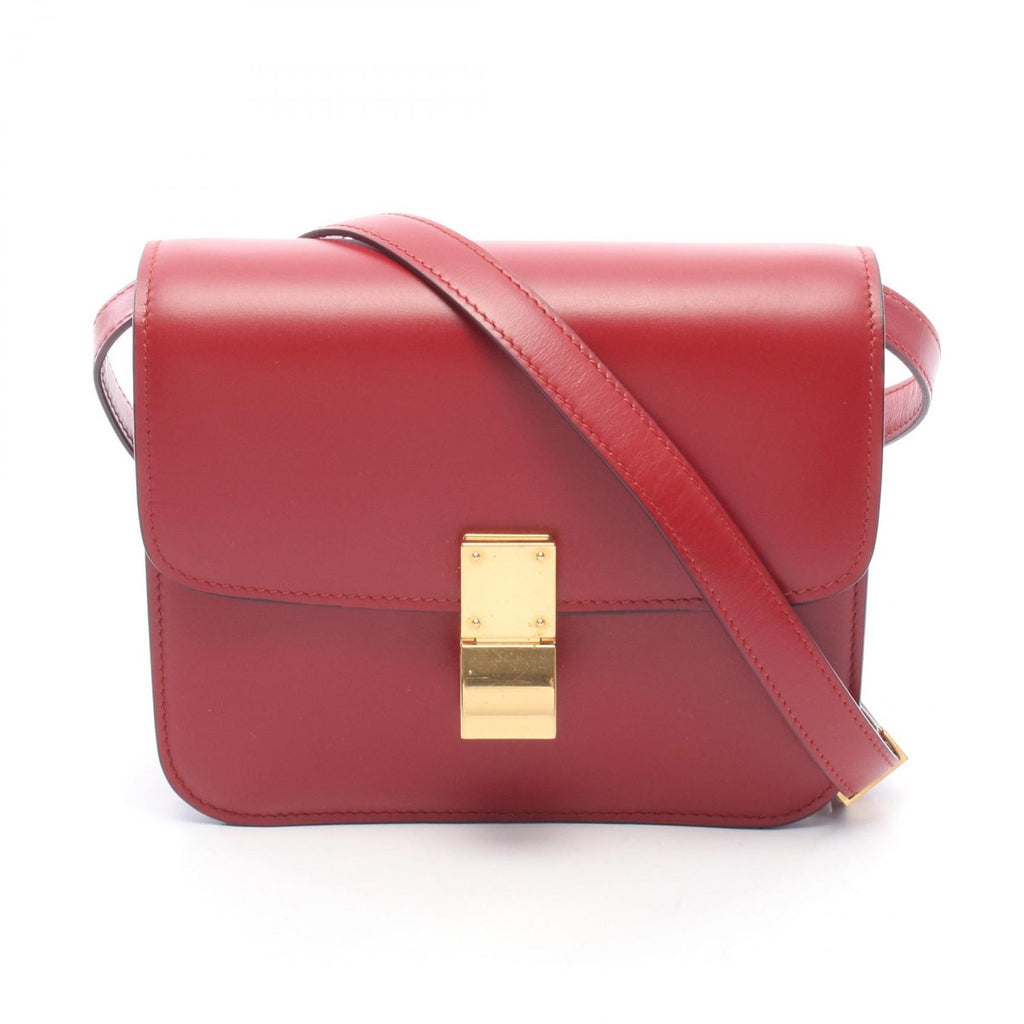 Celine Shoulder Bag Classic Teen Box Red Leather