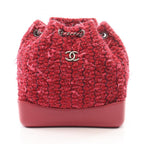 Chanel Backpack Gabriel de Small Combination Pink Fabric Leather Chain
