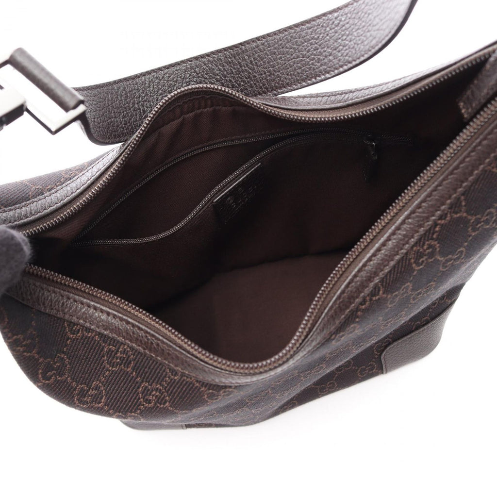 Gucci Shoulder Bag GG Pattern Dark Brown Canvas Leather — view 3