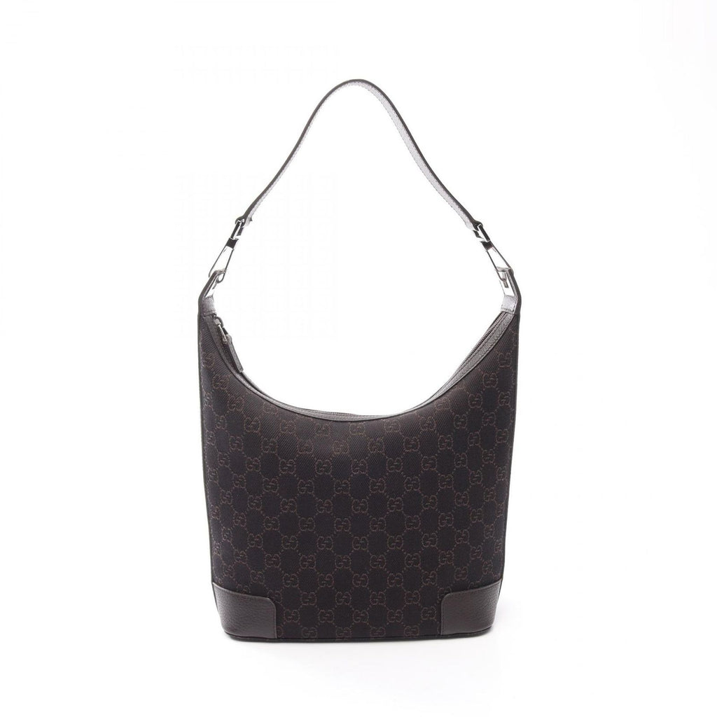Gucci Shoulder Bag GG Pattern Dark Brown Canvas Leather
