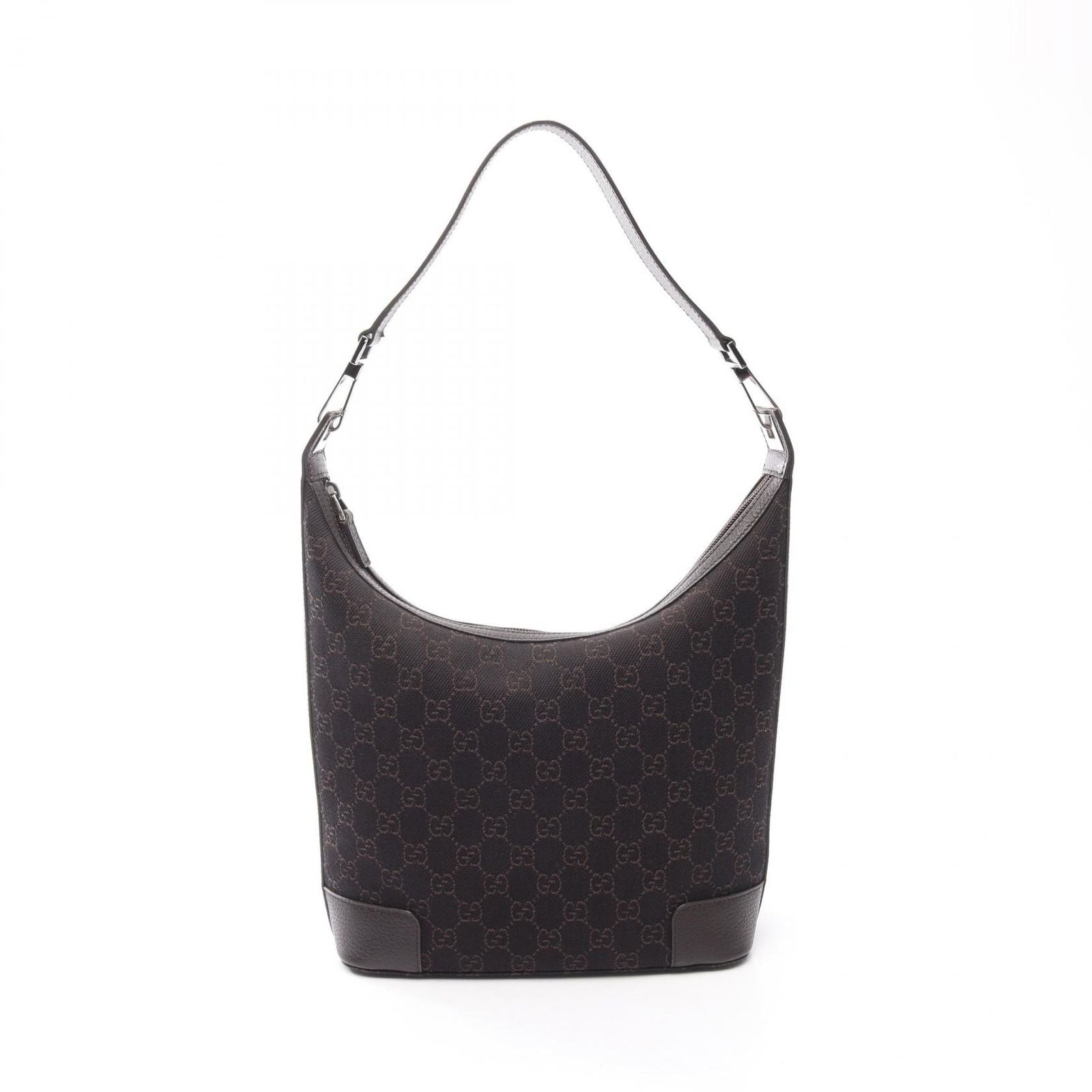 Gucci Shoulder Bag GG Pattern Dark Brown Canvas Leather