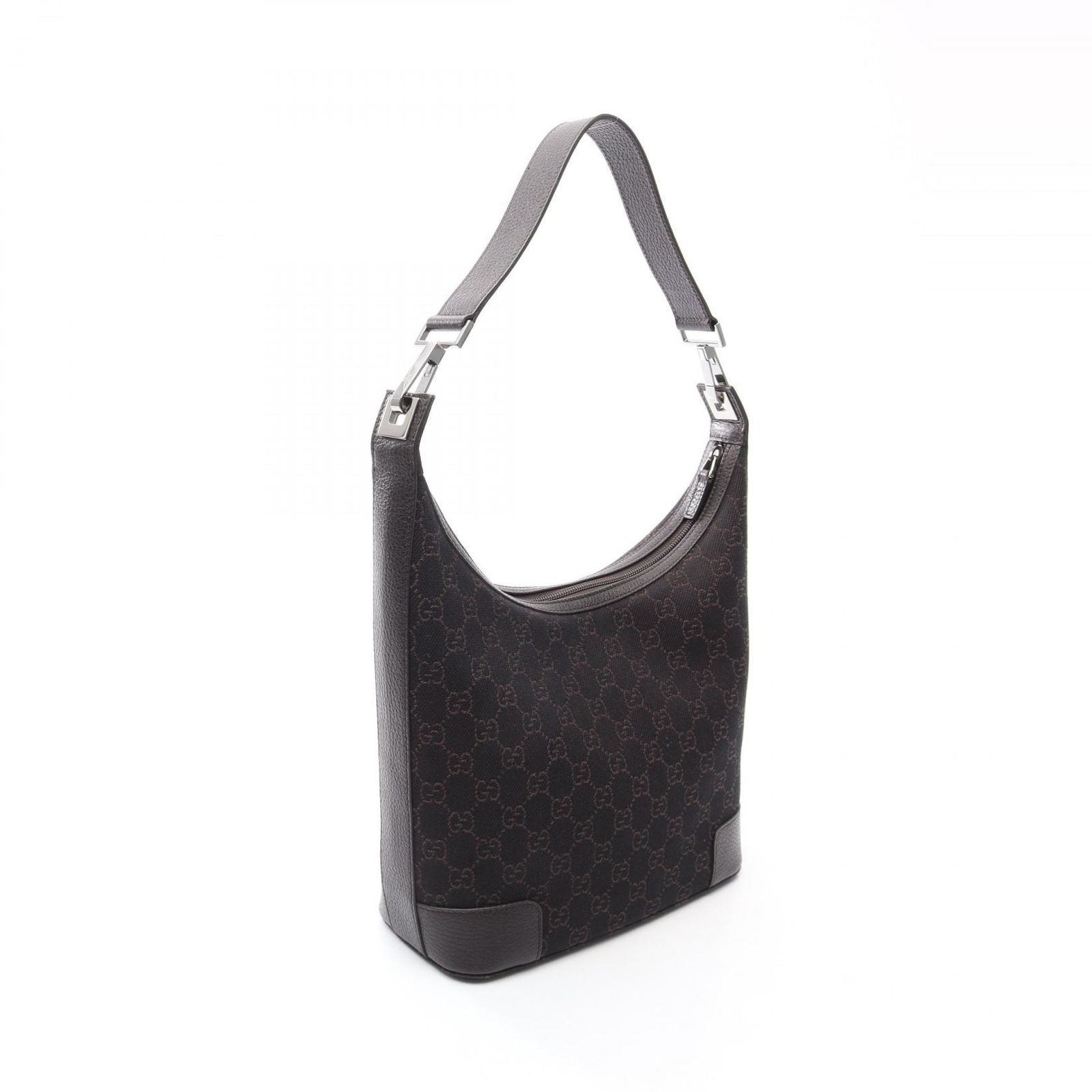 Gucci Shoulder Bag GG Pattern Dark Brown Canvas Leather — view 2