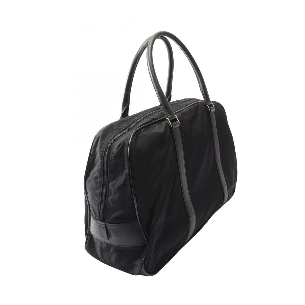 Prada Boston Bag Viaggio Black Nylon Saffiano Leather Triangle Logo — view 2