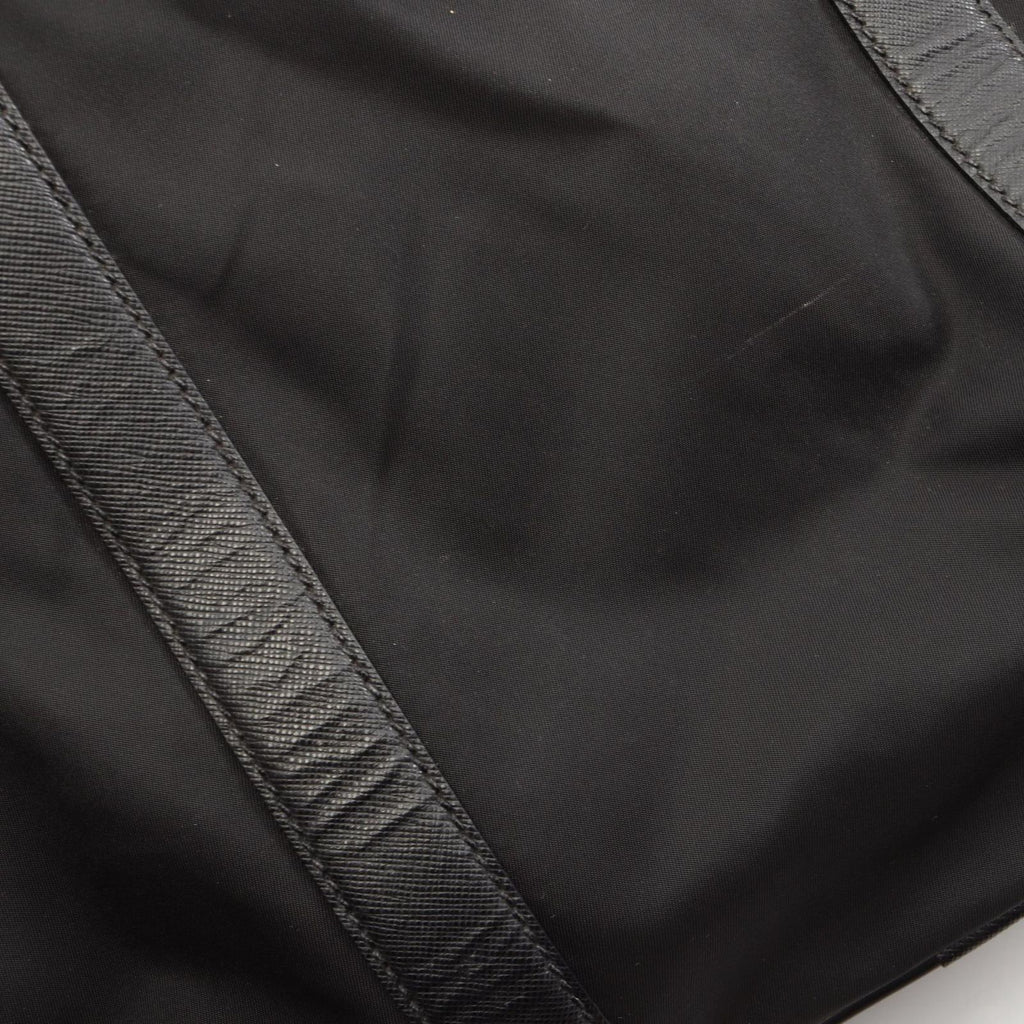 Prada Boston Bag Viaggio Black Nylon Saffiano Leather Triangle Logo — view 9