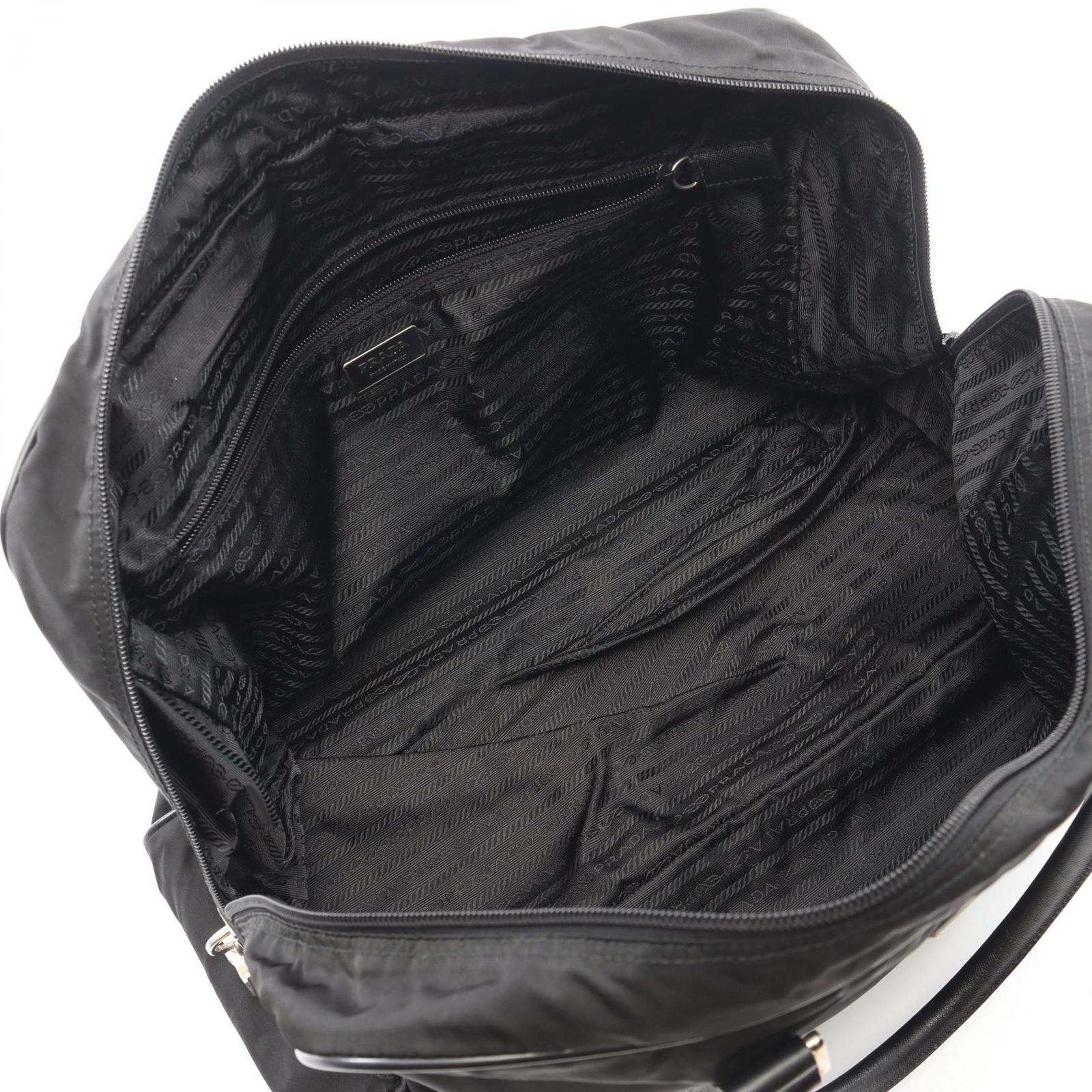 Prada Boston Bag Viaggio Black Nylon Saffiano Leather Triangle Logo — view 3