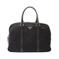 Prada Boston Bag Viaggio Black Nylon Saffiano Leather Triangle Logo