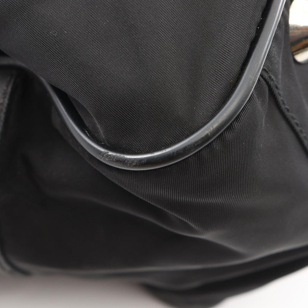 Prada Boston Bag Viaggio Black Nylon Saffiano Leather Triangle Logo — view 5