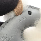 Hermes Charm Buddy Gris Perle Black Shearling Keychain — view 4