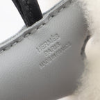 Hermes Charm Buddy Gris Perle Black Shearling Keychain — view 3