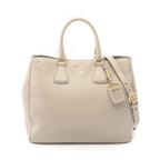 Prada Tote Vitello Daino 2-Way Gray Leather