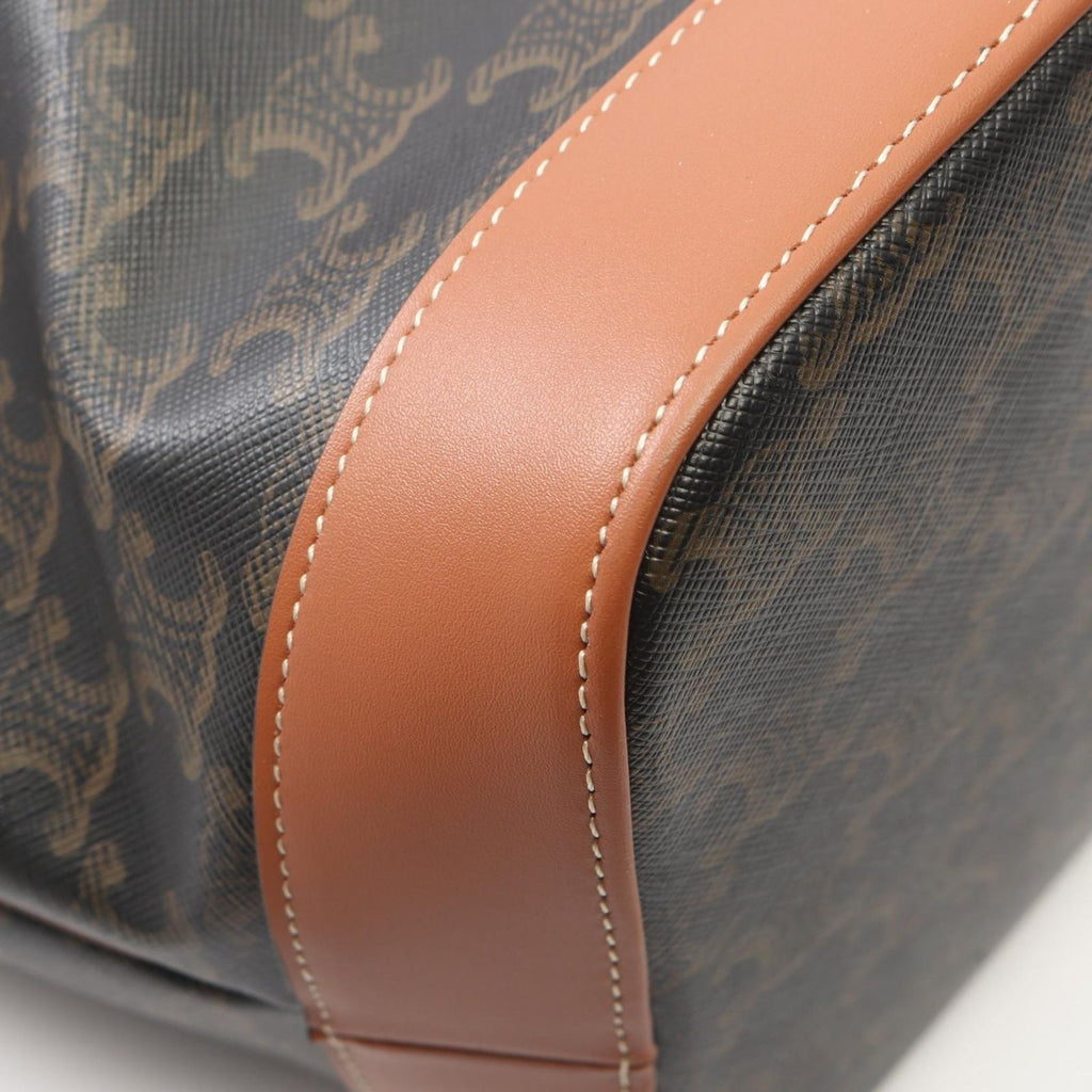 Celine Tote Cabas Triomphe Dark Brown Canvas Leather — view 5