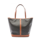 Celine Tote Cabas Triomphe Dark Brown Canvas Leather