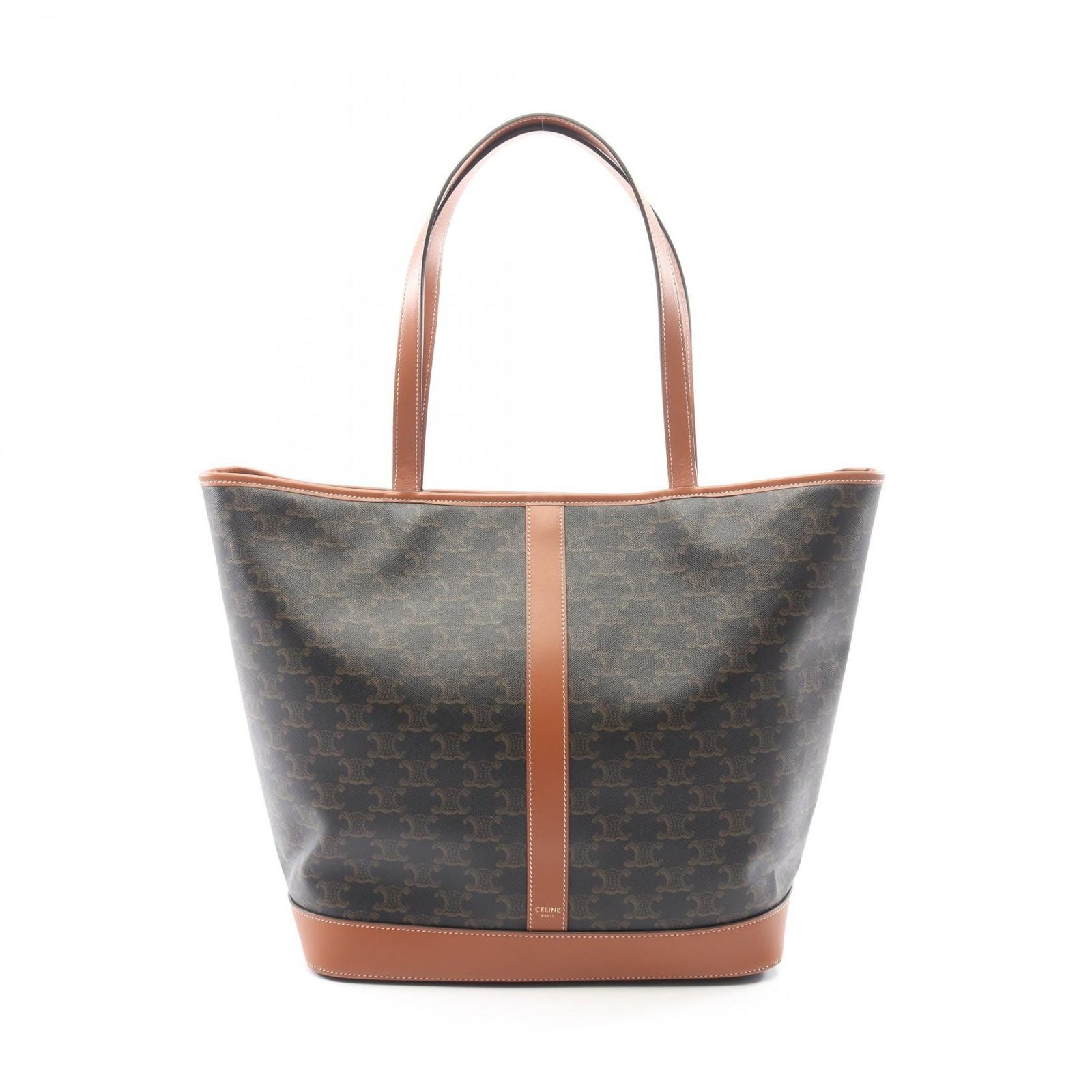 Celine Tote Cabas Triomphe Dark Brown Canvas Leather