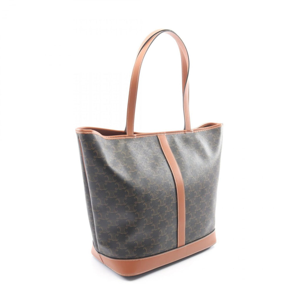 Celine Tote Cabas Triomphe Dark Brown Canvas Leather — view 2