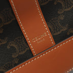 Celine Tote Cabas Triomphe Dark Brown Canvas Leather — view 4