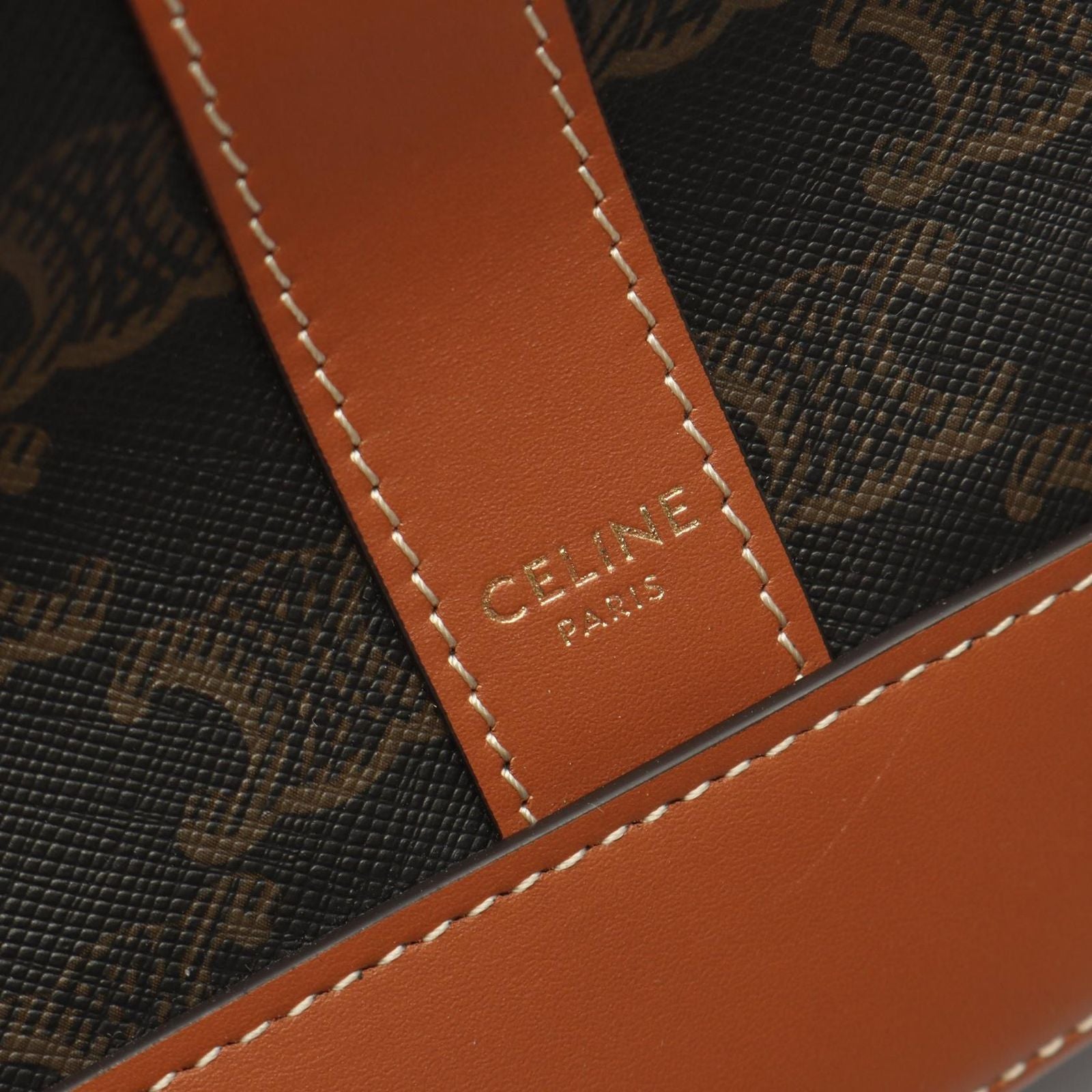 Celine Tote Cabas Triomphe Dark Brown Canvas Leather — view 4