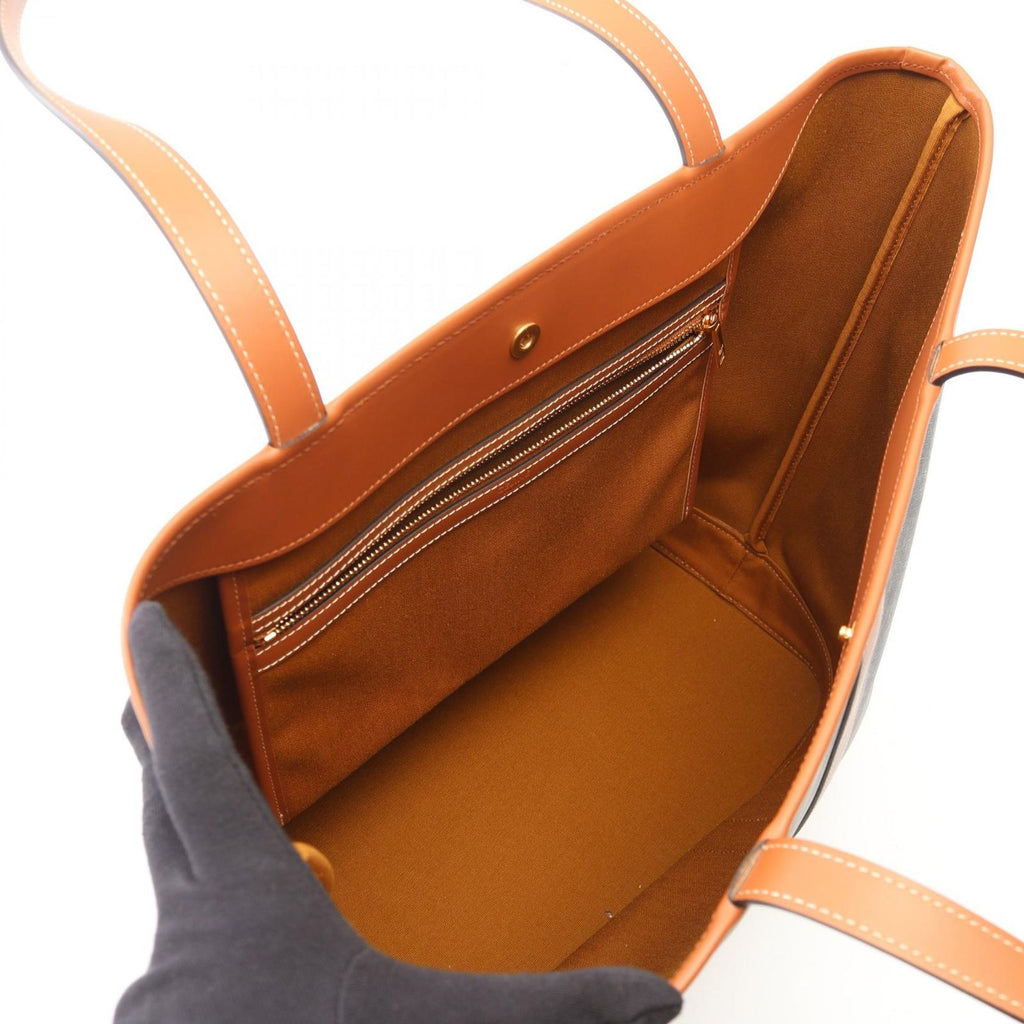 Celine Tote Cabas Triomphe Dark Brown Canvas Leather — view 3