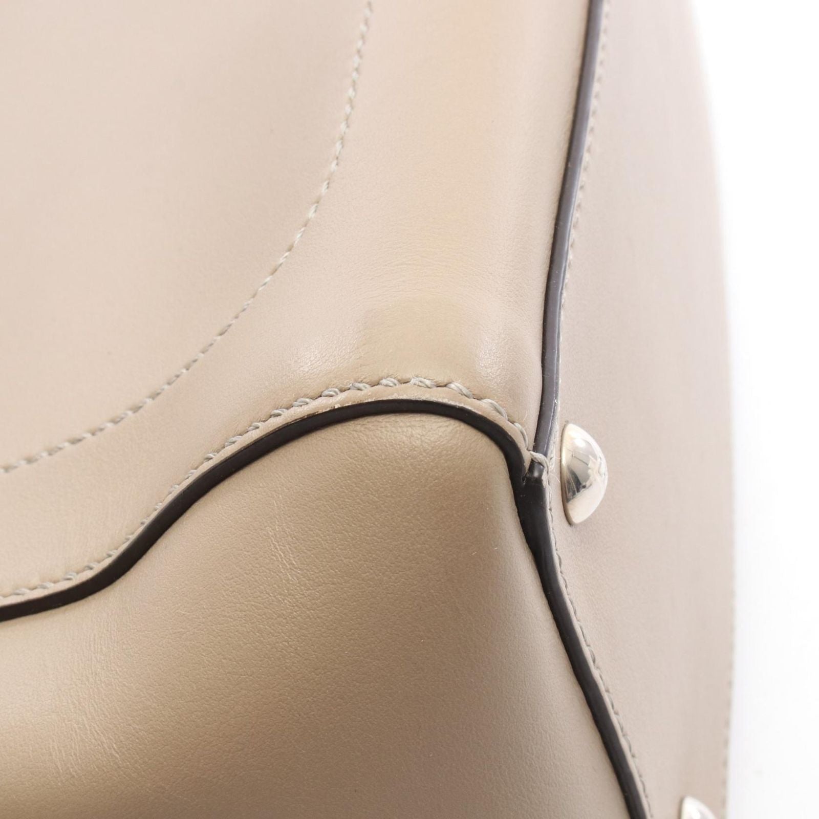 Fendi Handbag Dot Com 2-Way Beige Leather Shoulder — view 6