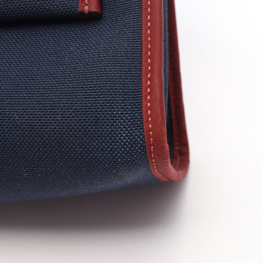 Hermes Handbag Herbag Zip PM 2-Way Blue Marine Rouge Ache Canvas Leather Zip PM — view 7