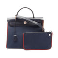 Hermes Handbag Herbag Zip PM 2-Way Blue Marine Rouge Ache Canvas Leather Zip PM