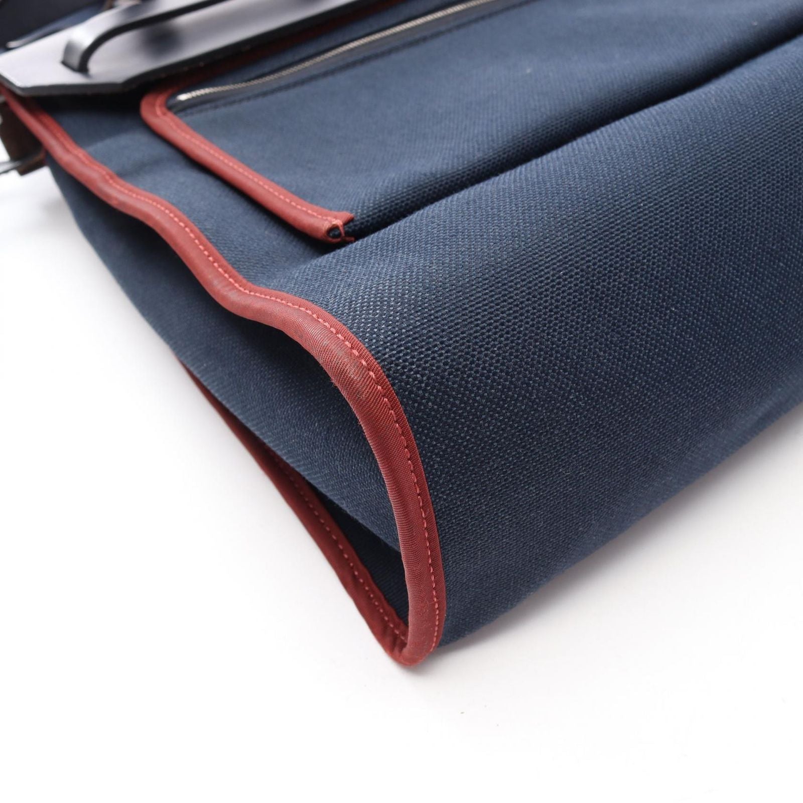Hermes Handbag Herbag Zip PM 2-Way Blue Marine Rouge Ache Canvas Leather Zip PM — view 8