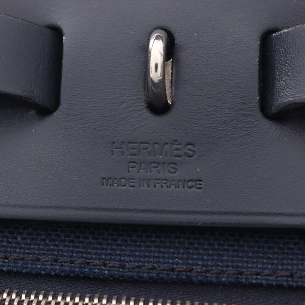 Hermes Handbag Herbag Zip PM 2-Way Blue Marine Rouge Ache Canvas Leather Zip PM — view 4