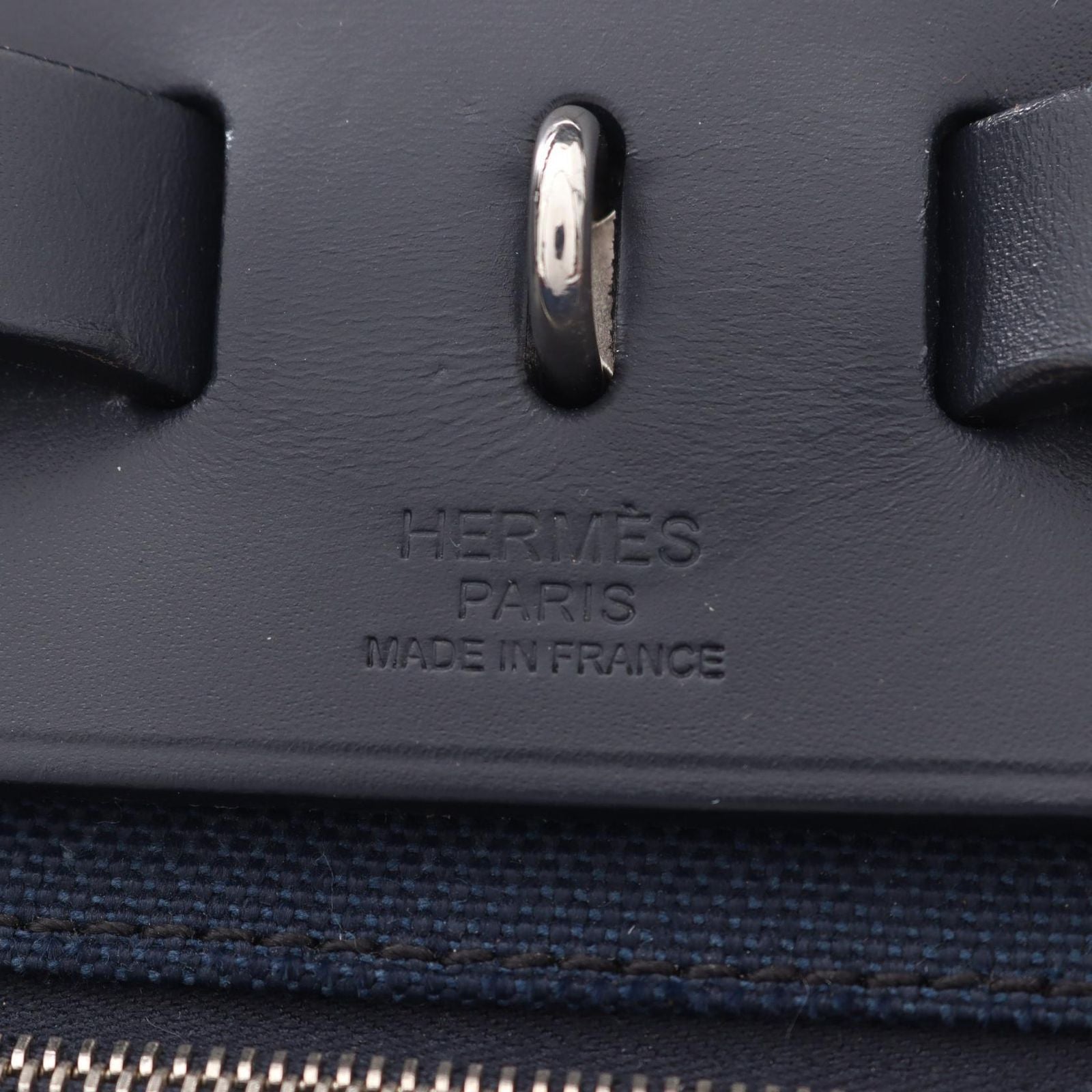 Hermes Handbag Herbag Zip PM 2-Way Blue Marine Rouge Ache Canvas Leather Zip PM — view 4