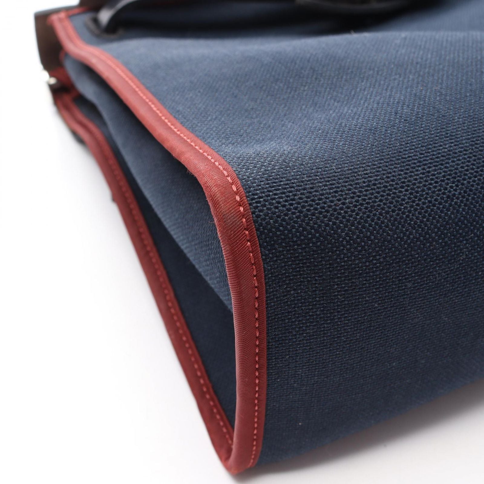 Hermes Handbag Herbag Zip PM 2-Way Blue Marine Rouge Ache Canvas Leather Zip PM — view 9