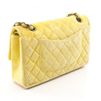 Chanel Shoulder Bag Quilted Double Flap Black Yellow Fabric Chain — view 2
