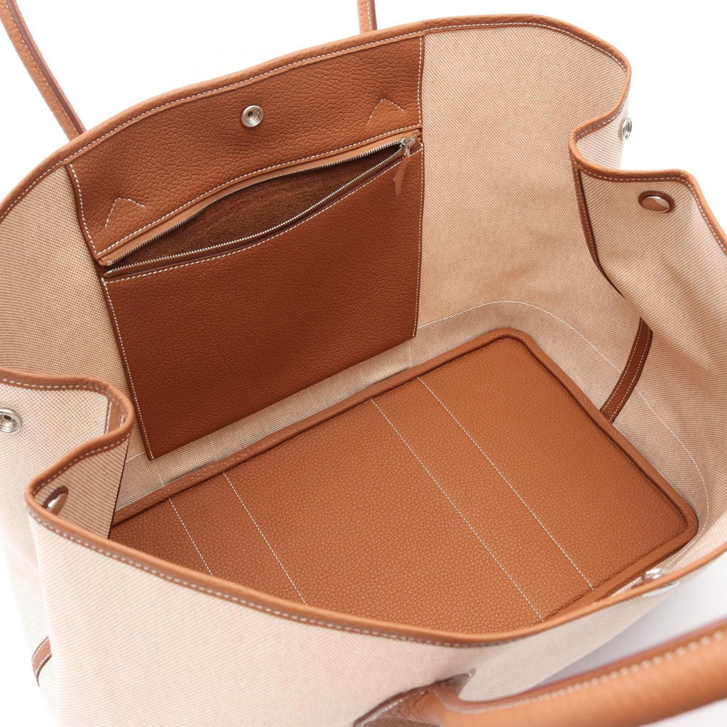 Hermes Tote Neo Garden 41 Voyage Ecru Gold Canvas Leather — view 3