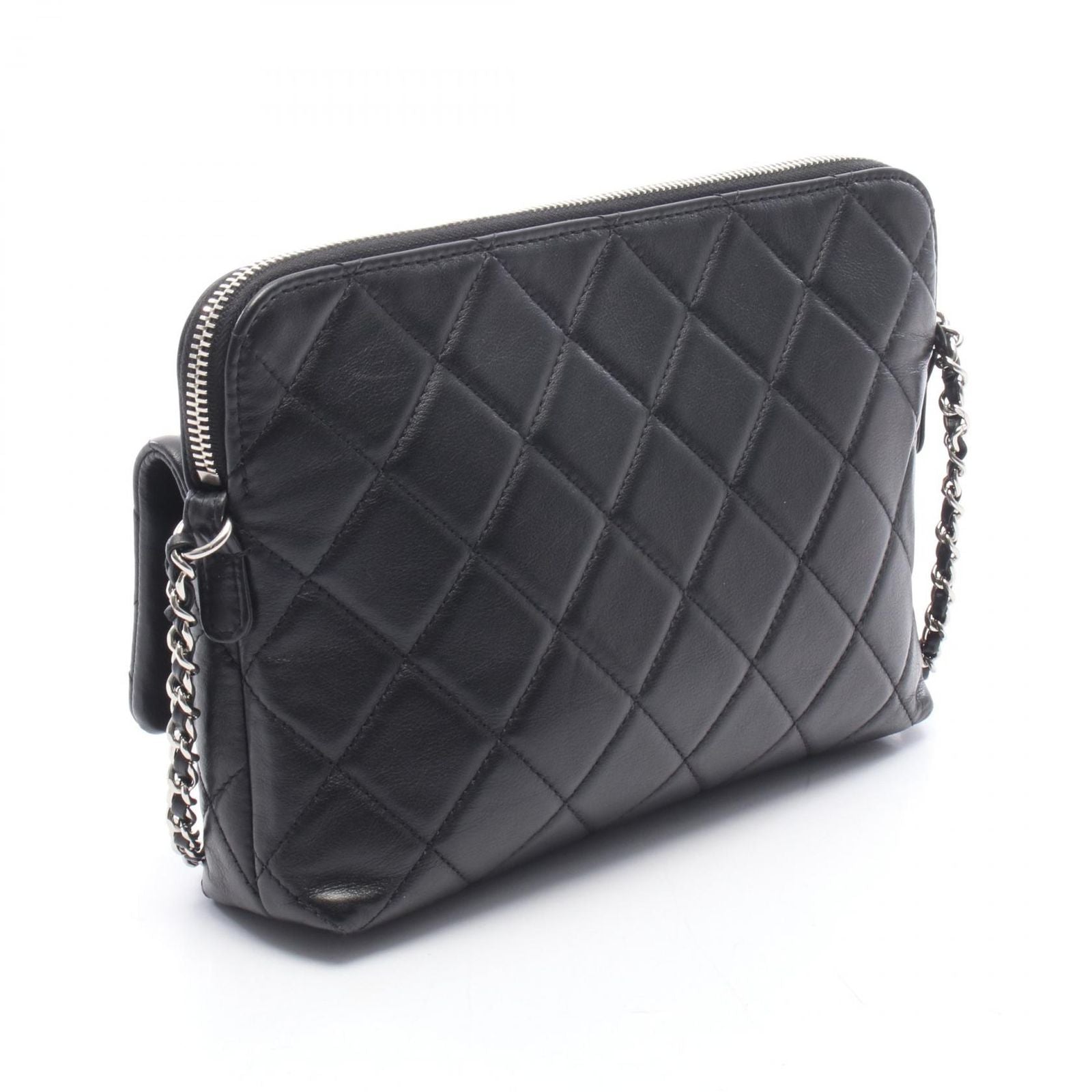 Chanel Shoulder Bag Quilted Black Lambskin Chain — view 2