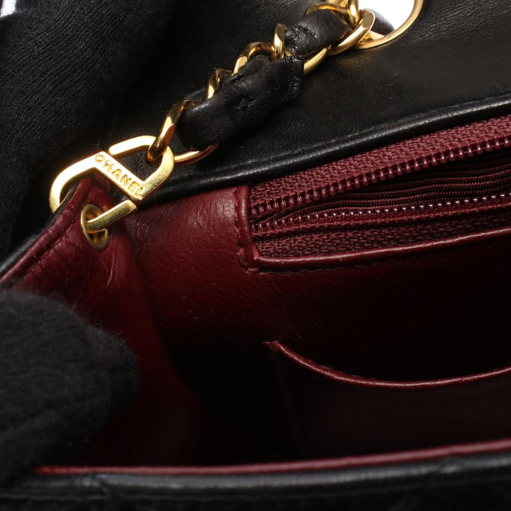 Chanel Shoulder Bag Quilted Diana Flap Black Lambskin Chain — view 7