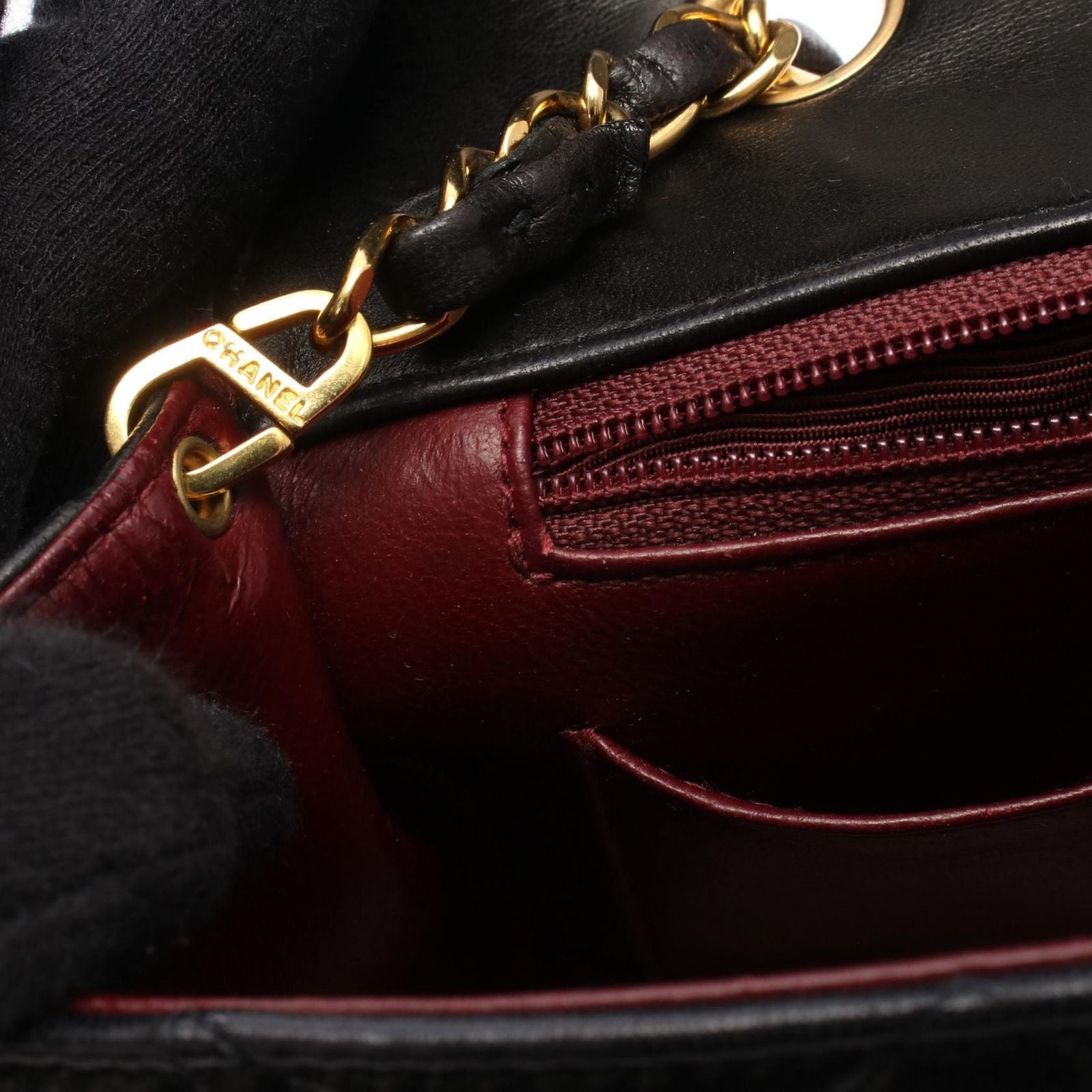 Chanel Shoulder Bag Quilted Diana Flap Black Lambskin Chain — view 7