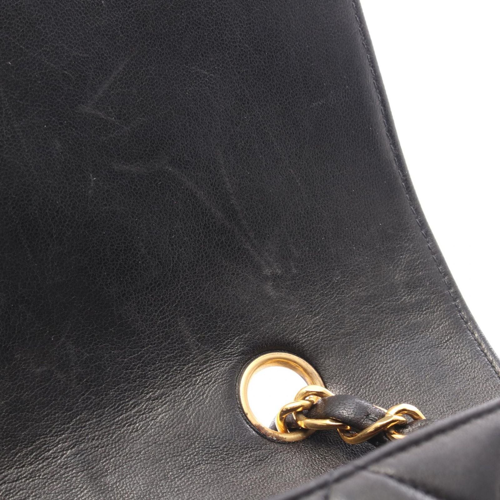 Chanel Shoulder Bag Quilted Diana Flap Black Lambskin Chain — view 8