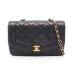 Chanel Shoulder Bag Quilted Diana Flap Black Lambskin Chain