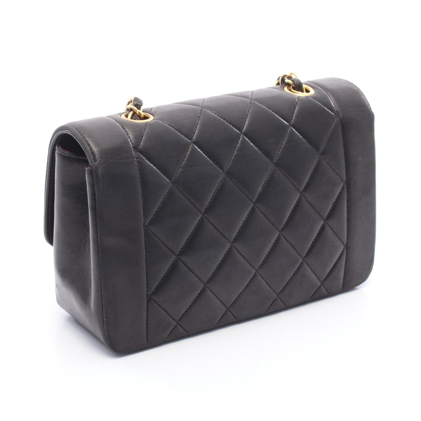 Chanel Shoulder Bag Quilted Diana Flap Black Lambskin Chain — view 2