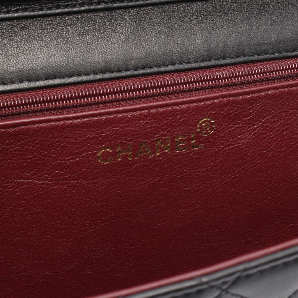 Chanel Shoulder Bag Quilted Push Lock Black Lambskin Chain — view 4