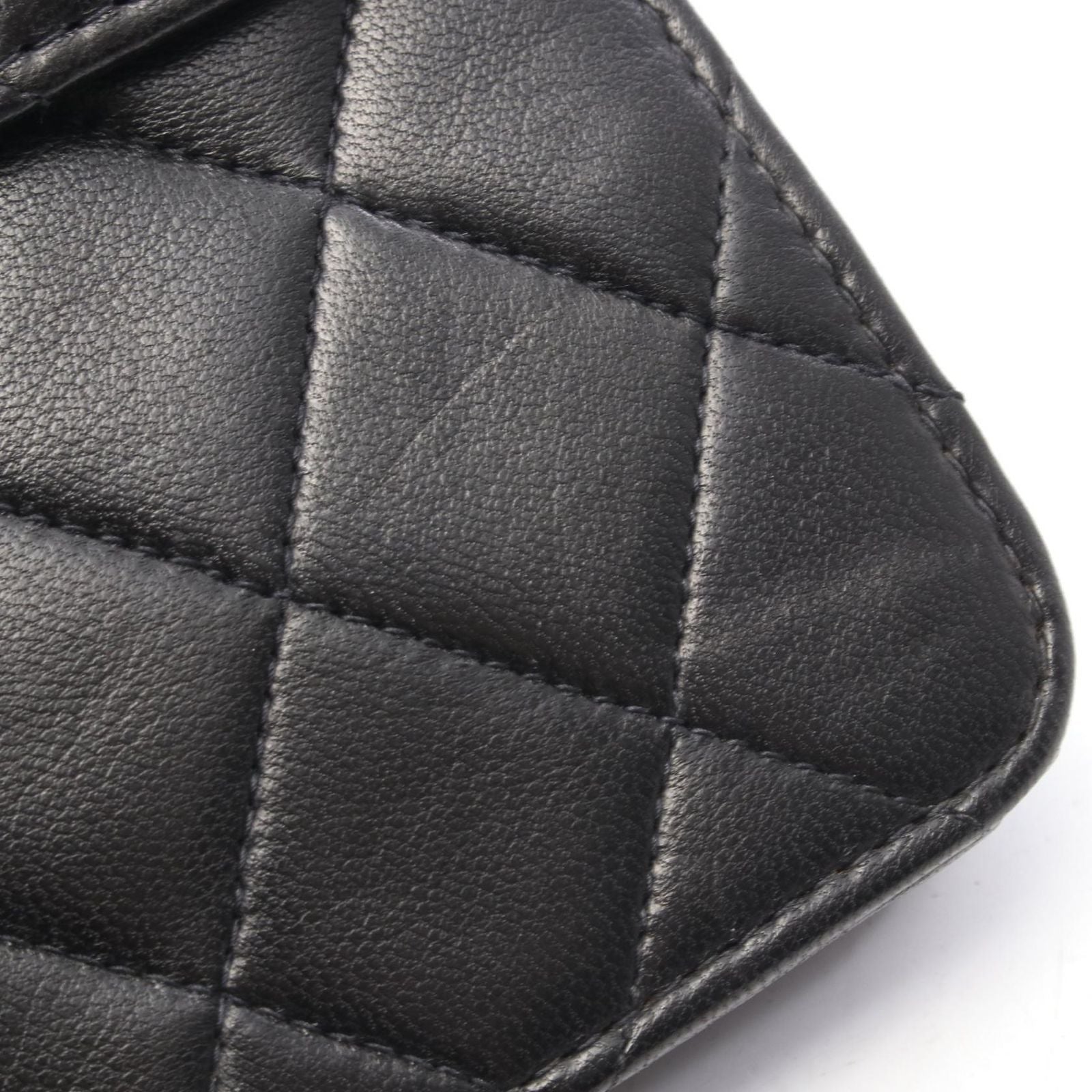 Chanel Shoulder Bag Quilted Push Lock Black Lambskin Chain — view 6