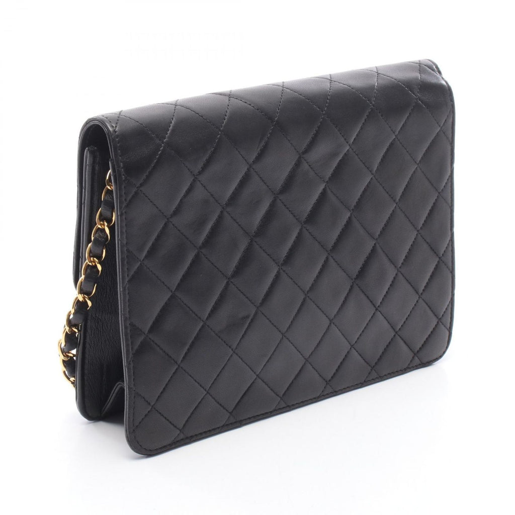 Chanel Shoulder Bag Quilted Push Lock Black Lambskin Chain — view 2