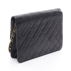 Chanel Shoulder Bag Quilted Push Lock Black Lambskin Chain — view 2