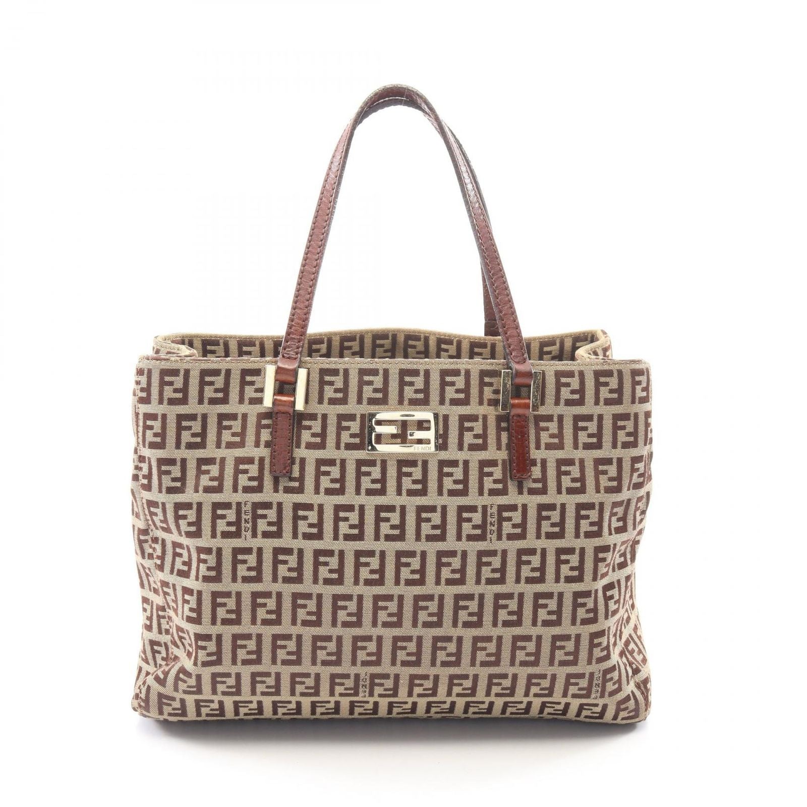 Fendi Tote Zucchino Beige Canvas Leather