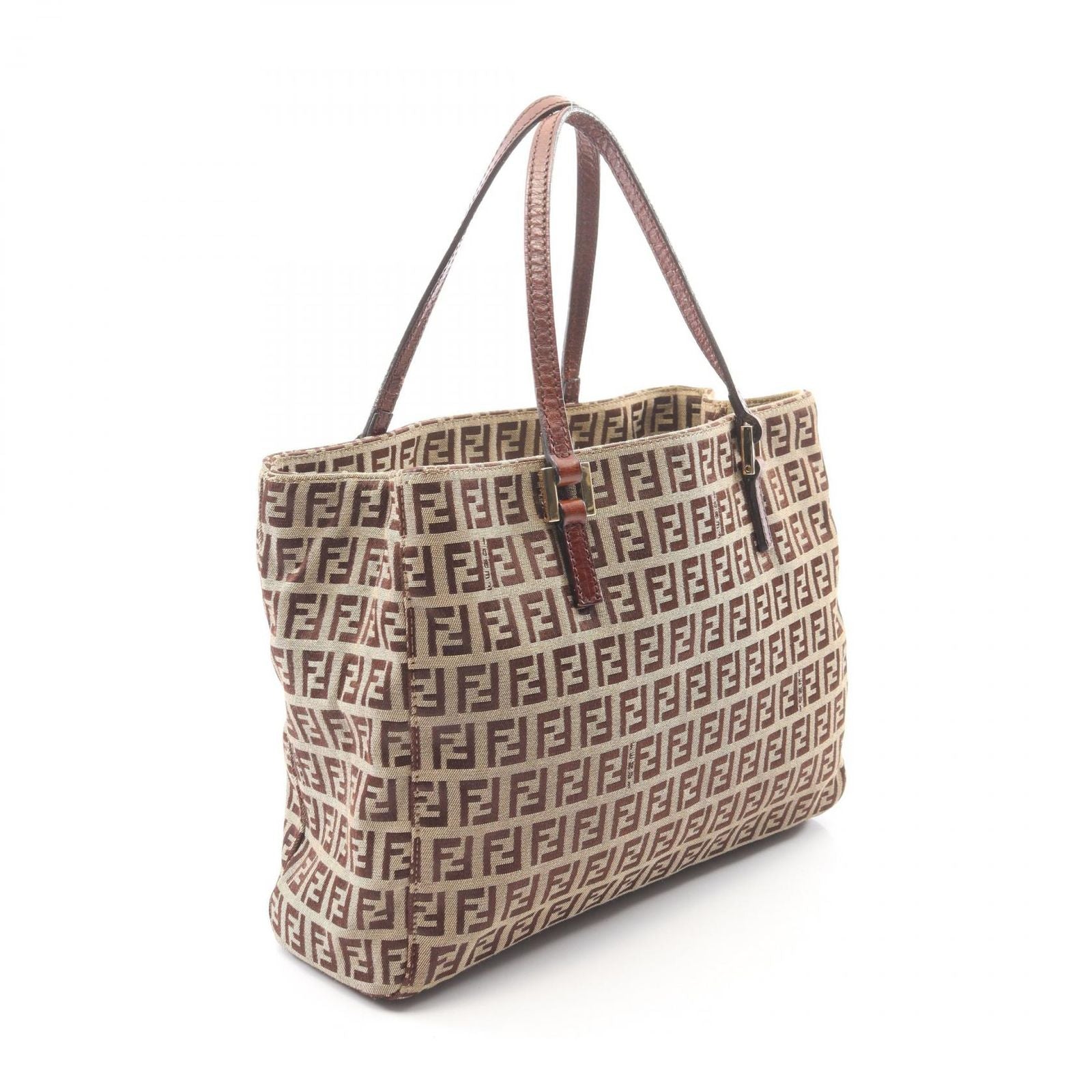 Fendi Tote Zucchino Beige Canvas Leather — view 2