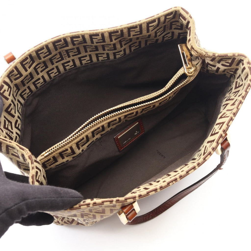 Fendi Tote Zucchino Beige Canvas Leather — view 3